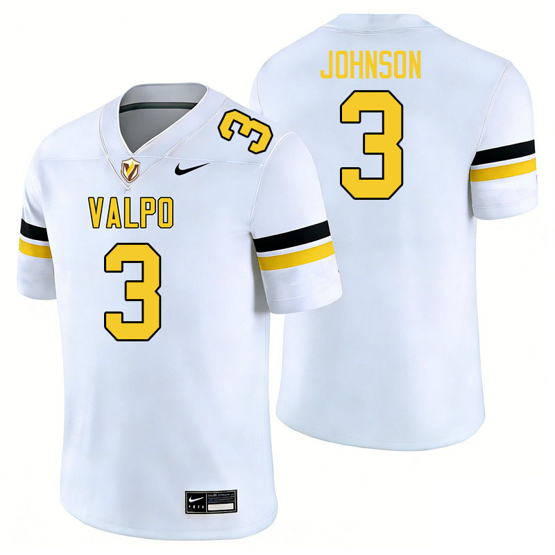 Valparaiso Beacons #3 Mark Johnson College Football Jerseys,Uniforms-White